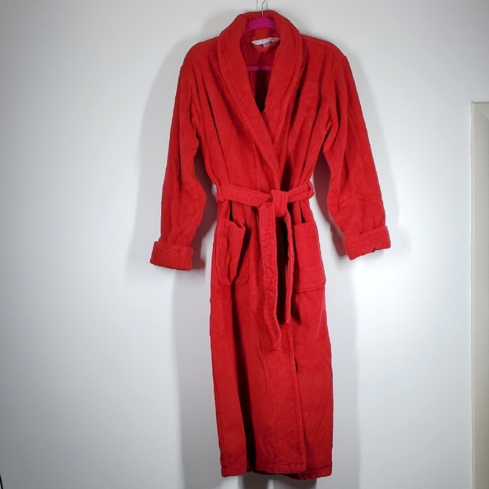 Vintage Y2K Victoria Secret Turkish Terrycloth Red Bathrobe M